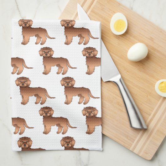 Red Mini Goldendole Cute Cartoon Dog Pattern Theedoek (Quarter Fold)