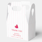Red Minimal Heart Stripe Baby shower Dank u Bedankdoosjes (Geopend)