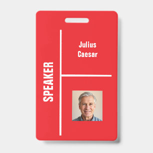 Red Minimal Speaker Event ID-badge Badge