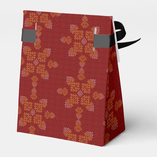 Red Minimal Tamil Kolam Pongal Bedankdoosjes (Achterkant)