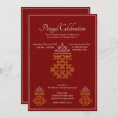 Red Minimal Tamil Kolam Pongal Kaart (Voorkant / Achterkant)