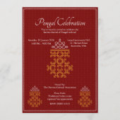 Red Minimal Tamil Kolam Pongal Kaart (Voorkant)