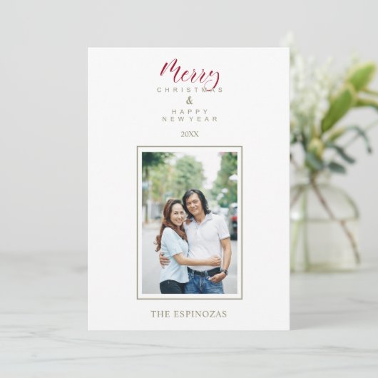 Red Minimalist Chic Merry-kerstfotoserie (Staand voorkant)