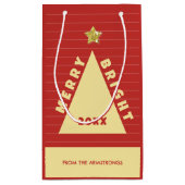 Red Minimalist Christmas Tree Name Klein Cadeauzakje (Achterkant)