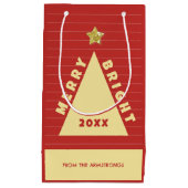 Red Minimalist Christmas Tree Name Klein Cadeauzakje (Voorkant)