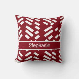 Red Minimalist Diagonal Striped Pattern With Name Kussen