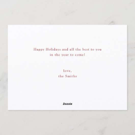 Red Minimalist Elegant Script Merriest Christmas Feestdagenkaart (Achterkant)