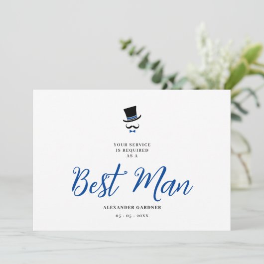 Red Minimalist Exquisite Gorgeous Script Best Man Kaart (Staand voorkant)