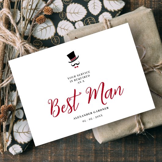 Red Minimalist Exquisite Gorgeous Script Groosman Kaart