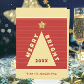 Red Minimalist Geometric Christmas Tree Feestdagenkaart