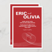 Red Minimalist Loopy Love Lines Wedding Invite Kaart (Voorkant / Achterkant)