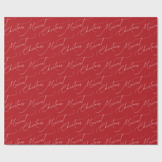 Red Minimalist Modern Script Merriest Christmas Cadeaupapier (Vlak)