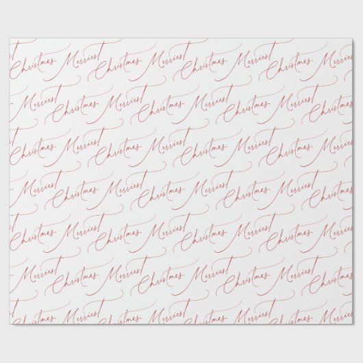 Red Minimalist Modern Script Merriest Christmas Cadeaupapier (Vlak)