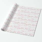 Red Minimalist Modern Script Merriest Christmas Cadeaupapier (Uitgerold)