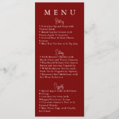Red Minimalist Modern Wedding Menu (Voorkant)