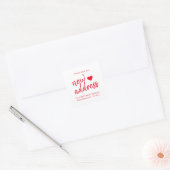 Red minimalist noteer ons nieuwe adres vierkante sticker (Envelop)