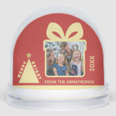 Red Minimalist Tree Gift Box Photo Keepsake Sneeuwbol (Voorkant)