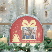 Red Minimalist Tree Gift Box Photo Keepsake Sneeuwbol