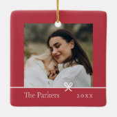 Red | Minimalistische boog dubbelzijdige foto Keramisch Ornament (Achterkant)