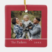 Red | Minimalistische boog dubbelzijdige foto Keramisch Ornament (Voorkant)