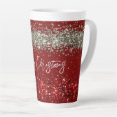 Red Mint Green Glitter Sparkle Kerstmis Latte Mok (Rechterhoek)