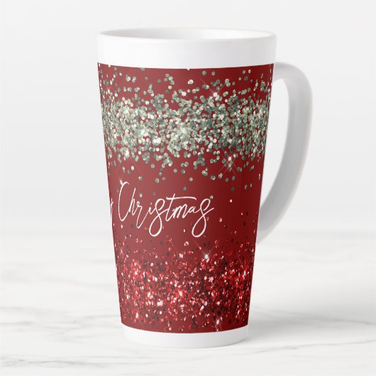 Red Mint Green Glitter Sparkle Kerstmis Latte Mok (Rechterhoek)
