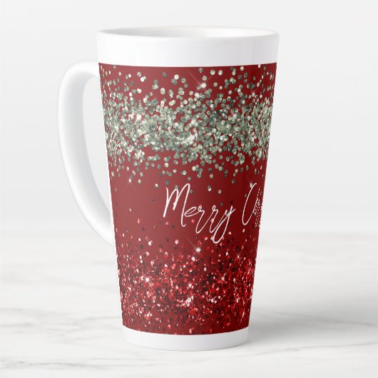 Red Mint Green Glitter Sparkle Kerstmis Latte Mok (Linkerhoek)
