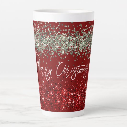 Red Mint Green Glitter Sparkle Kerstmis Latte Mok (Voorkant)