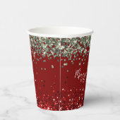 Red Mint Green Glitter Sparkle Kerstmis Papieren Bekers (Rechts)