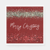 Red Mint Green Glitter Sparkle Kerstmis Servet (Voorkant)