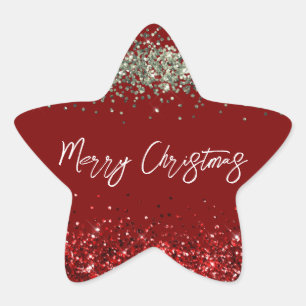 Red Mint Green Glitter Sparkle Kerstmis Ster Sticker