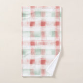 Red Mint Peppermint Mocha Plaid Stripes Christmas Bad Handdoek (Handdoek)