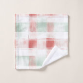 Red Mint Peppermint Mocha Plaid Stripes Christmas Bad Handdoek (Wasdoekje)