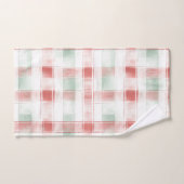 Red Mint Peppermint Mocha Plaid Stripes Christmas Bad Handdoek (Handdoek)