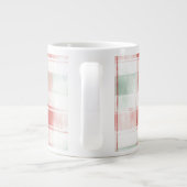 Red Mint Peppermint Mocha Plaid Stripes Christmas Grote Koffiekop (Achterkant)
