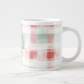 Red Mint Peppermint Mocha Plaid Stripes Christmas Grote Koffiekop (Rechts)