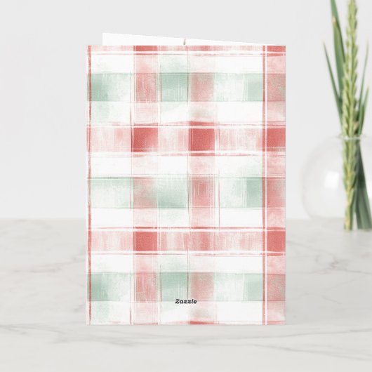 Red Mint Peppermint Mocha Plaid Stripes Christmas Kaart (Achterkant)