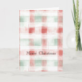 Red Mint Peppermint Mocha Plaid Stripes Christmas Kaart (Voorkant)
