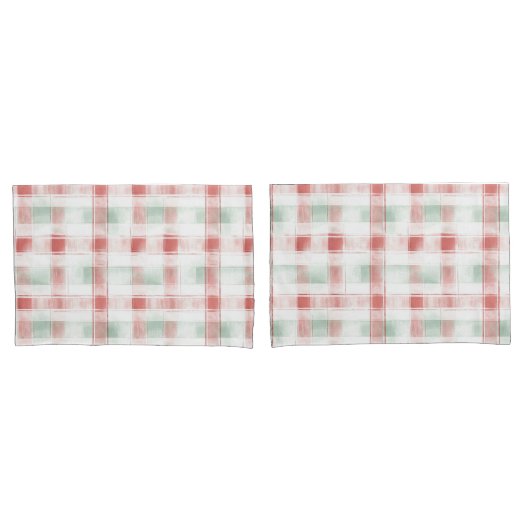 Red Mint Peppermint Mocha Plaid Stripes Christmas Kussensloop (Voorkant-Set)