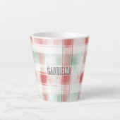 Red Mint Peppermint Mocha Plaid Stripes Christmas Latte Mok (Voorkant)