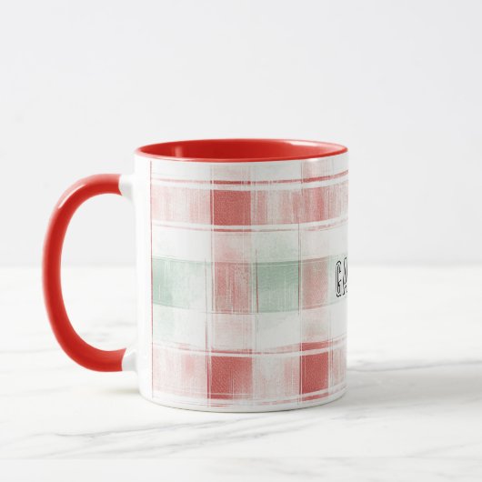 Red Mint Peppermint Mocha Plaid Stripes Christmas Mok (Links)