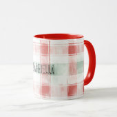 Red Mint Peppermint Mocha Plaid Stripes Christmas Mok (Voorkant rechts)