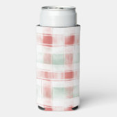 Red Mint Peppermint Mocha Plaid Stripes Christmas Seltzer Blikjeskoeler (Seltzer Achterkant)