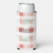 Red Mint Peppermint Mocha Plaid Stripes Christmas Seltzer Blikjeskoeler (Seltzer Voorkant)