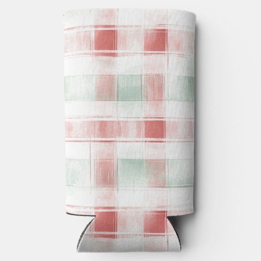 Red Mint Peppermint Mocha Plaid Stripes Christmas Seltzer Blikjeskoeler (Achterkant)