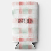 Red Mint Peppermint Mocha Plaid Stripes Christmas Seltzer Blikjeskoeler (Voorkant)