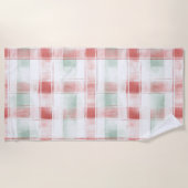 Red Mint Peppermint Mocha Plaid Stripes Christmas Strandlaken (Voorkant)