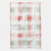 Red Mint Peppermint Mocha Plaid Stripes Christmas Theedoek (Verticaal)