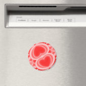 Red Mirrored Hearts Magneet (Insitu (Vaatwasser))