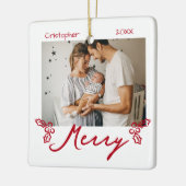 Red Mistletoe Doodles 2 Photos Merry Keramisch Ornament (Links)